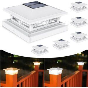 Solar Post Cap Lights,6Pack Fence Post Cap Lights, White/Black Solar Powered